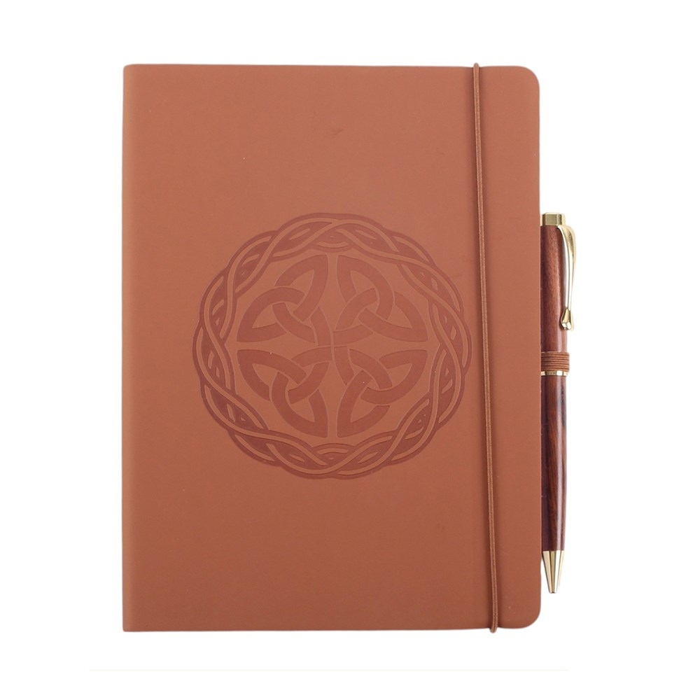 Something Different - Celtic Shield Knot A5 Faux Leather with Pen Carnet avec stylo - Marron